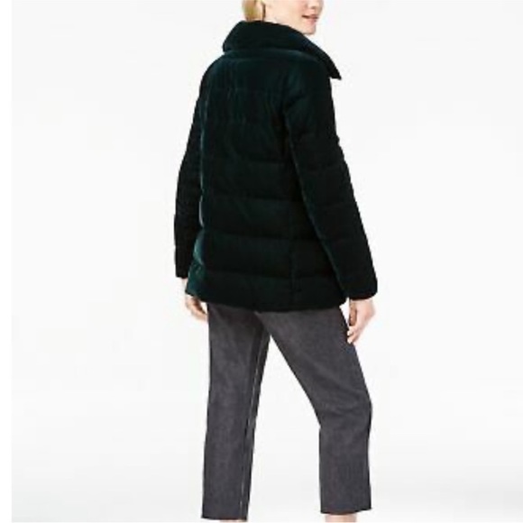 ▪️S-102XS- BCBG emerald green velvet puffer jacket mock neck - Picture 6 of 11
